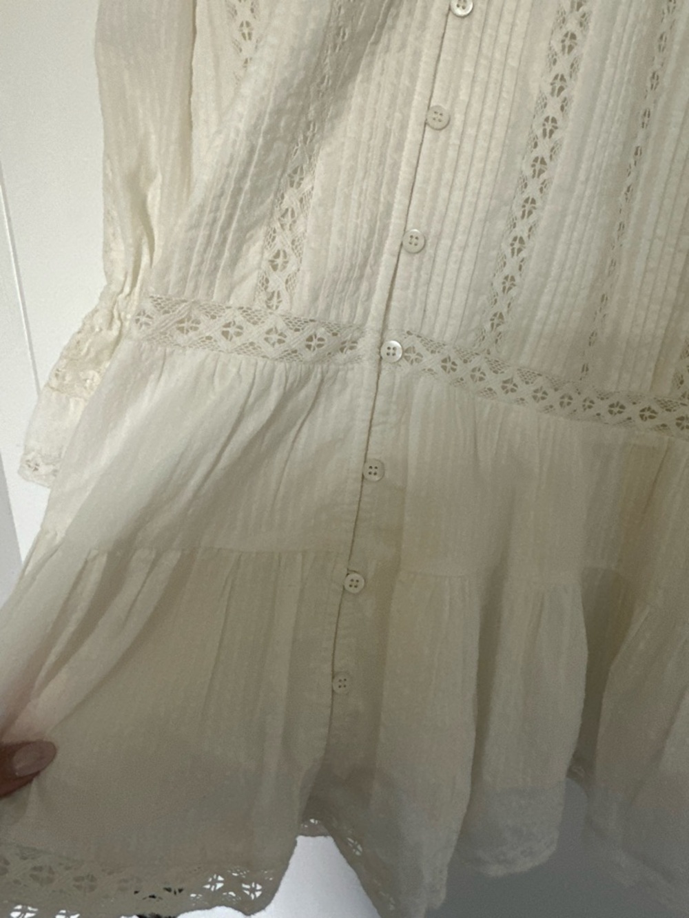 Sézane NWT Abigail Cream Eyelet Button-Front Mini Dress - Picture 6 of 6